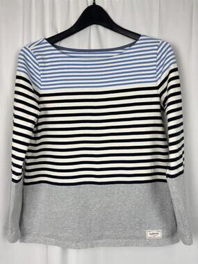 Talbots Women’s S Long Sleeve Blue Striped Boatneck Top Nautical Coastal